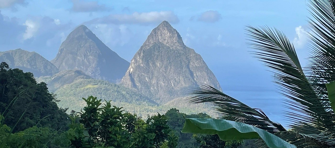 Saint Lucia rainforest and Pitons view